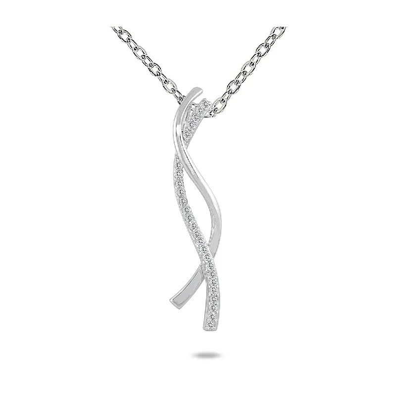 custom pendant necklace with family initials for mom-Marquee 10k White Gold 1/4ct TDW Diamond Twist Necklace (H-I, I1-I2)