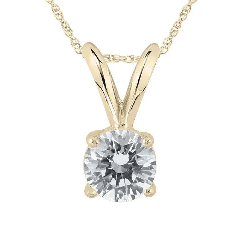 silver pendant necklace for mom with engraved crystal-Marquee 3/8 Carat Diamond Solitaire Pendant in 14K Yellow Gold (L-M Color, I2-I3 Clarity)