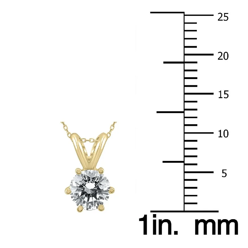 gold pendant necklace with initials for men-Marquee Certified 3/4 Carat 6 Prong Diamond Solitaire Pendant in 14K Yellow Gold