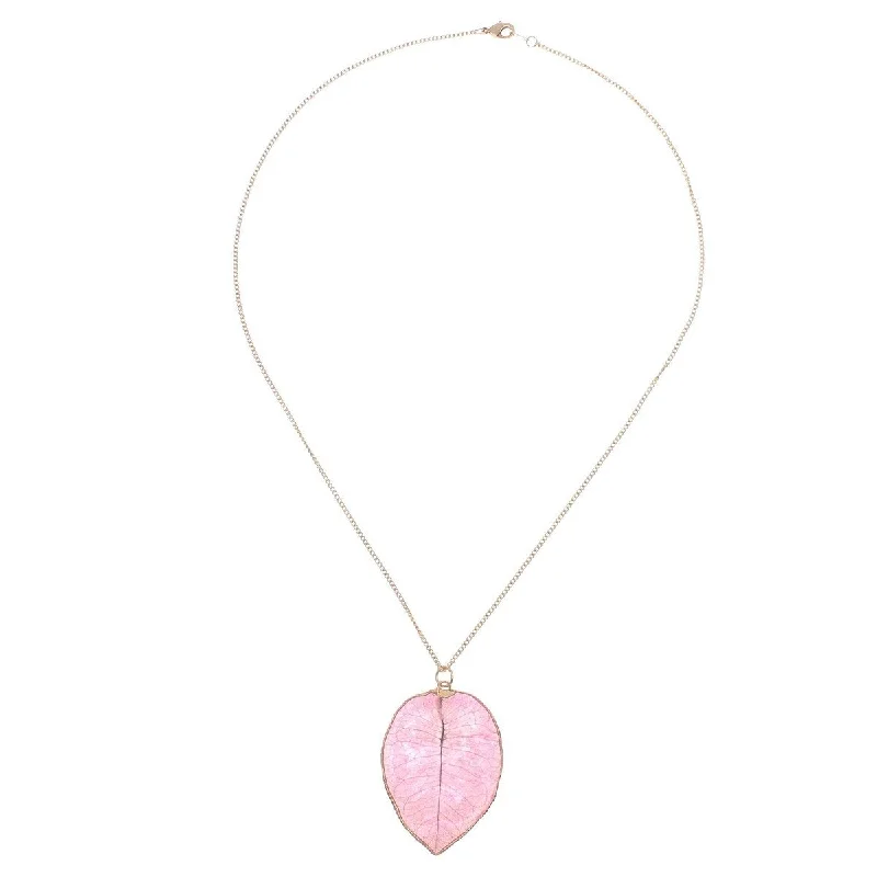 silver crystal pendant necklace with custom engraving-NOVICA Bougainvillea Love in Pink, Gold accented natural flower pendant necklace