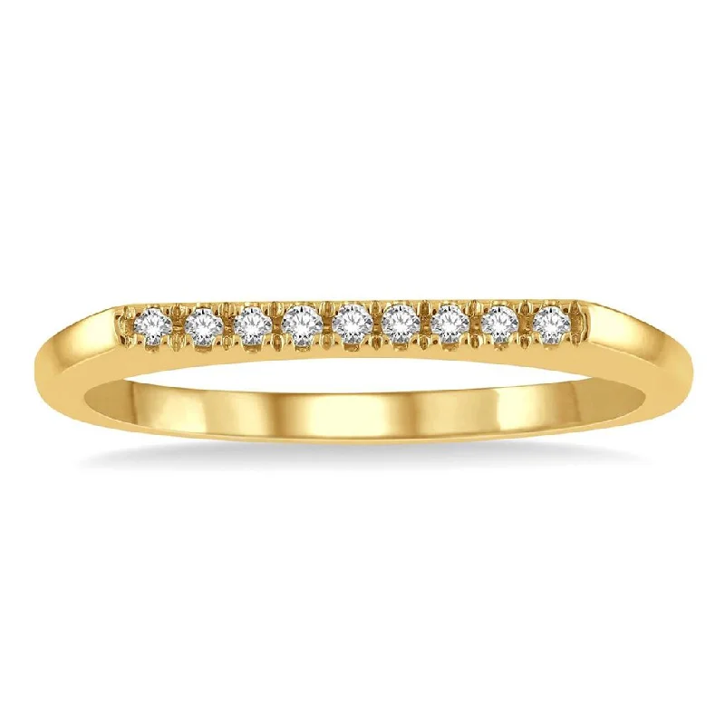 engagement rings with radiant sapphires and diamonds-10K Yellow Gold Bar Top Diamond Stackable Ring