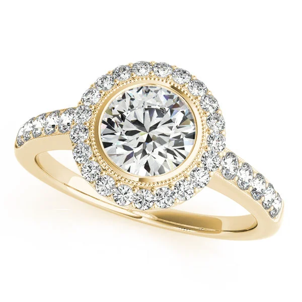 engagement rings with princess-cut diamonds and sapphire accents-10K Yellow Gold Round Halo Engagement Ring