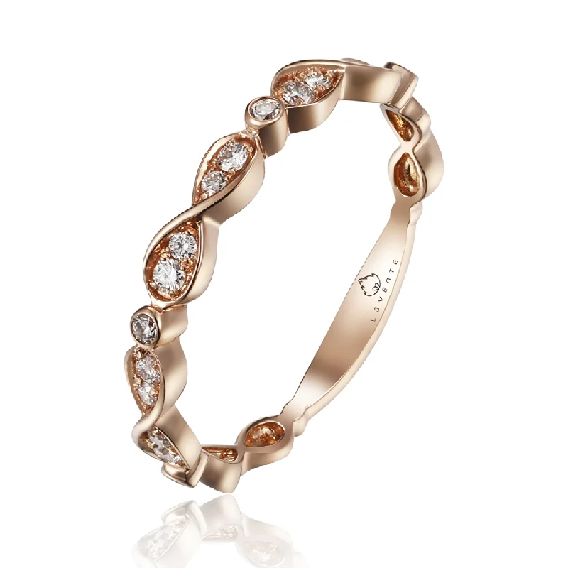 engagement rings with round sapphires and diamond center stones-14K Rose Gold Infinity Diamond Stackable Ring