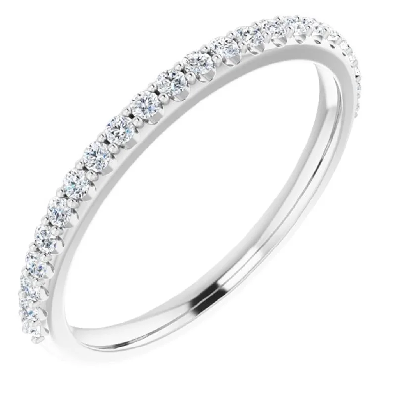 engagement rings with emerald-cut sapphires and diamond pave bands-14K White Gold Half Anniversary Natural Diamonds Band