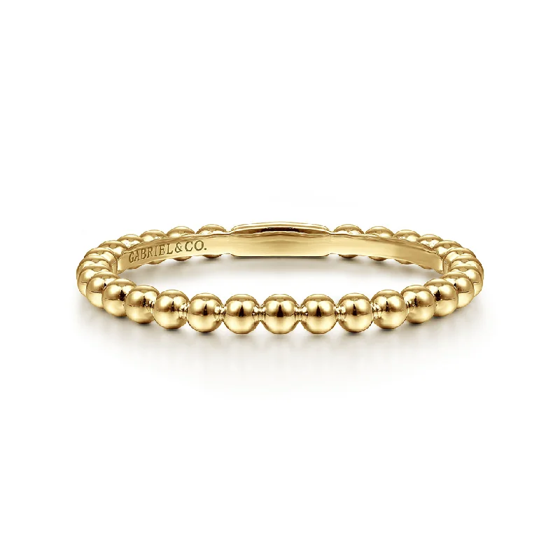 men’s rings with diamond pave and sapphire center stones-14K Yellow Gold Bujukan Beaded Stackable Ring