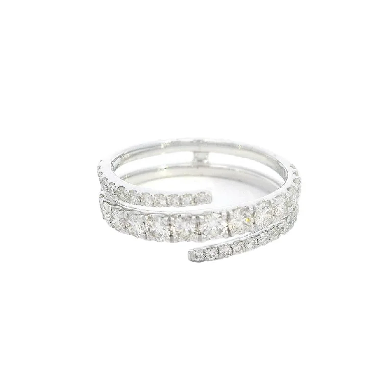 women’s rings with cushion-cut sapphires and diamond pave-14K White Gold Bypass Natural Diamonds Ring