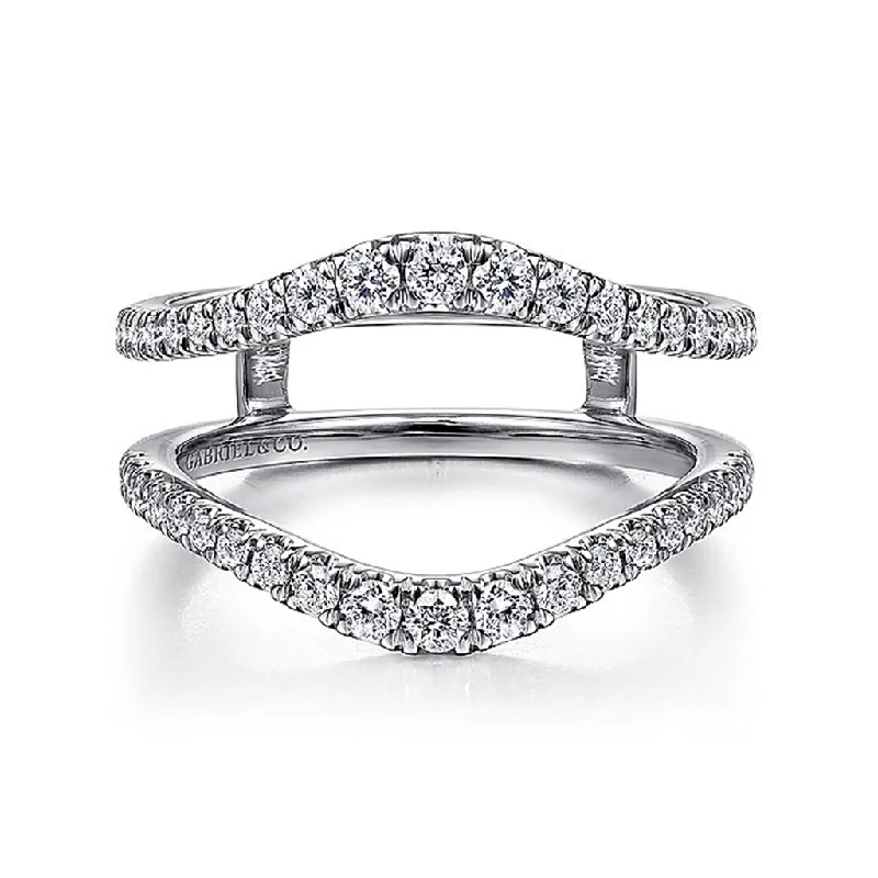 men’s wedding rings with square sapphires and diamond pave settings-14K White Gold Diamond Ring Enhancer