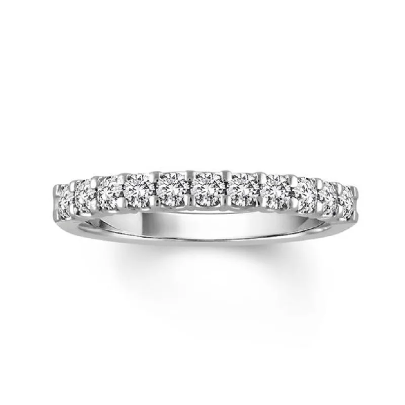 men’s wedding rings with large sapphires and diamond accents-14K White Gold Half Anniversary Natural Diamonds Band