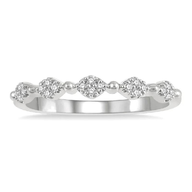 women’s rings with oval sapphires and diamond pave designs-14K White Gold Marquise And Ball Link Stackable Fashion Ring