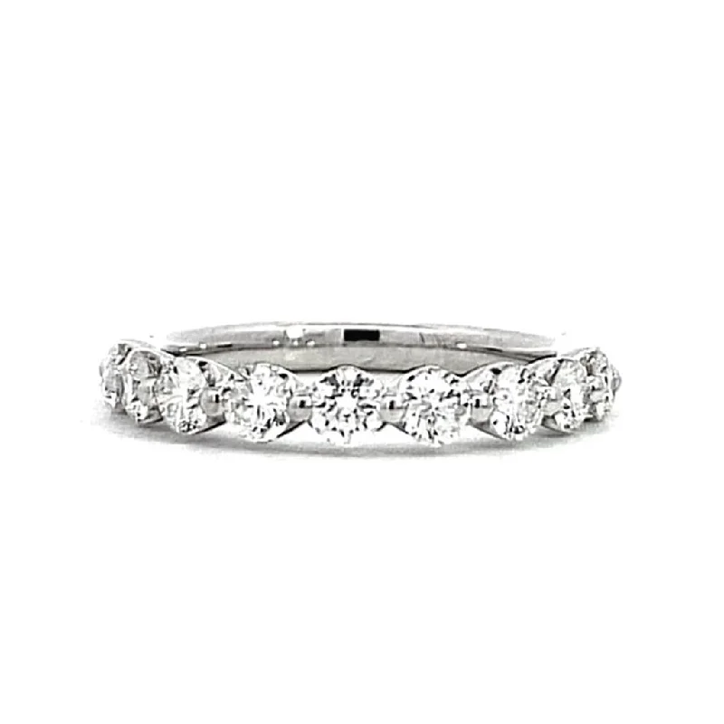 men’s wedding rings with emerald-cut diamonds and sapphire bands-14K White Gold Single Prong Half Anniversary Band