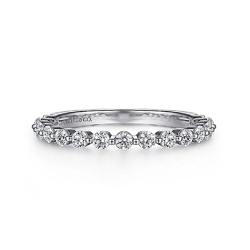 engagement rings with radiant sapphires and diamond halos-14K White Gold Straight Natural Diamonds Band