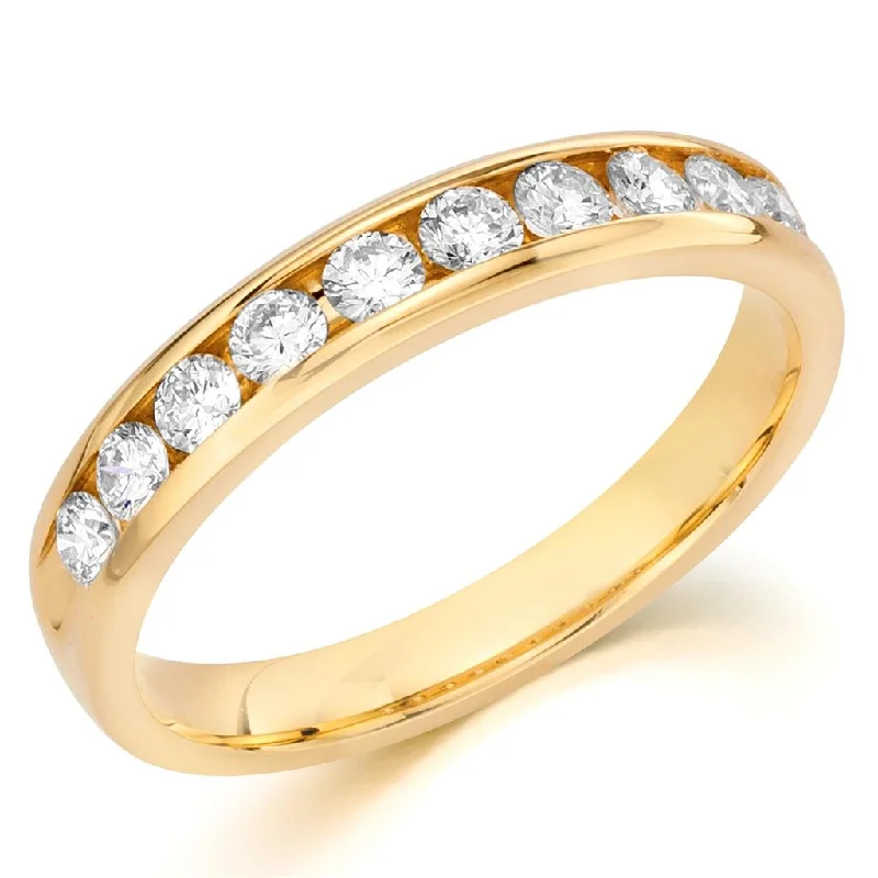 men’s wedding rings with diamond and sapphire designs for men-14K Yellow Gold Channel Set Diamond Band