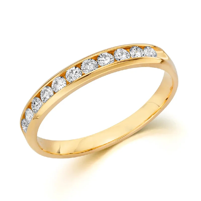 engagement rings with square sapphires and diamond pave details-14K Yellow Gold Channel Set Diamond Band