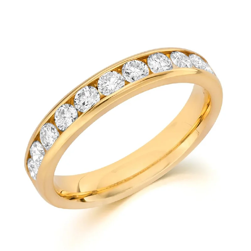 women’s engagement rings with oval diamonds and sapphire pave-14K Yellow Gold Channel Set Diamond Band