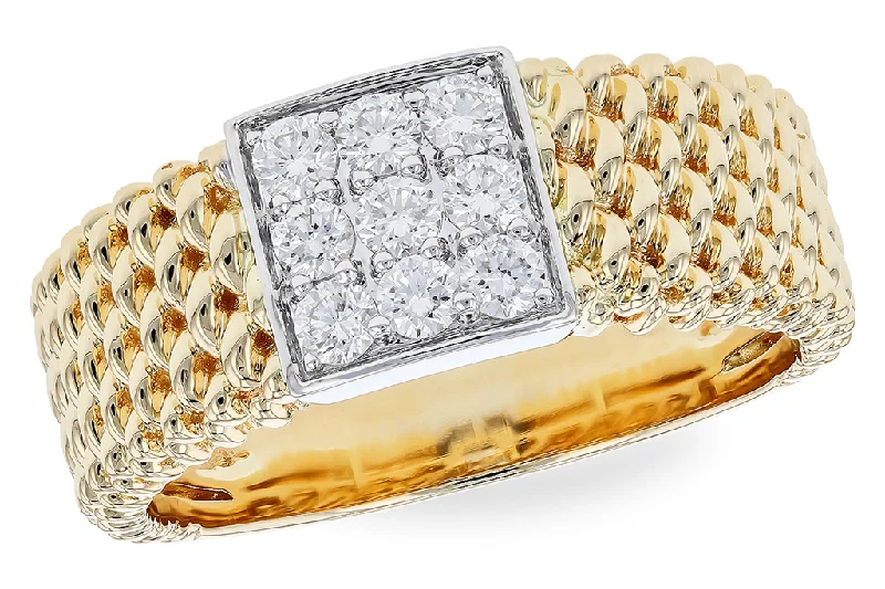 men’s rings with cushion-cut sapphires and diamond pave-14K Yellow Gold Contemporary Natural Diamonds Ring