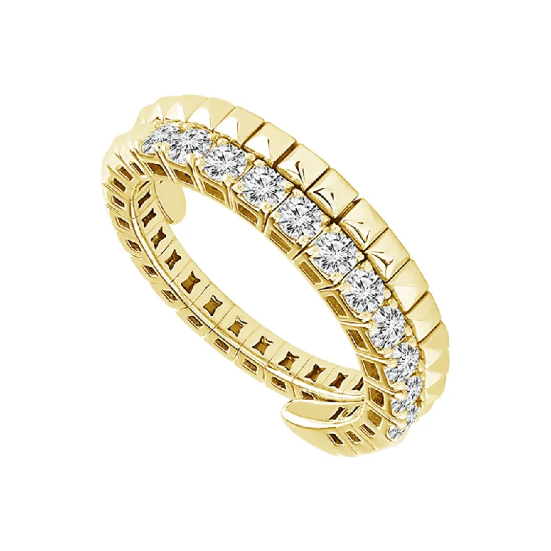 men’s wedding bands with sapphire and diamond center stones-14K Yellow Gold Flexi Diamond Ring