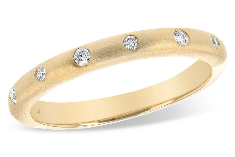 men’s rings with custom sapphire and diamond pave designs-14K Yellow Gold Flush Set Straight Natural Diamonds Band