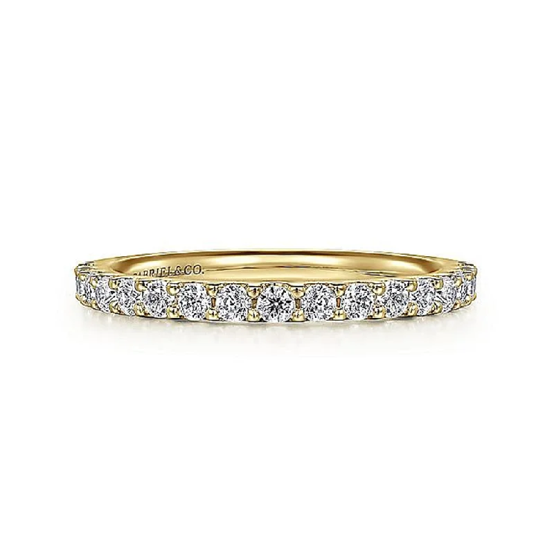 men’s wedding bands with diamond and sapphire center stones-14K Yellow Gold Half Anniversary Natural Diamonds Band