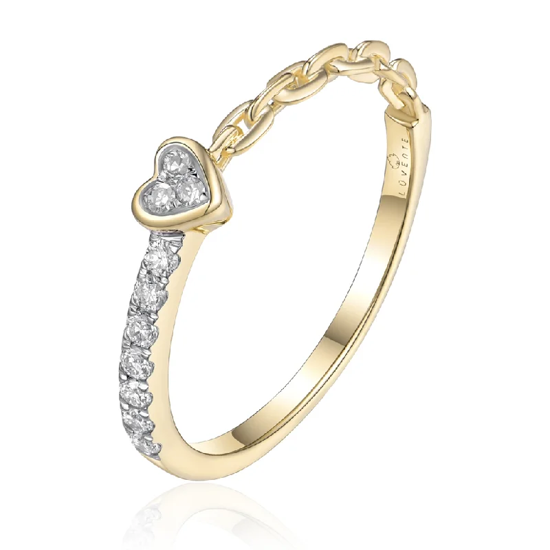 women’s wedding rings with sapphire and diamond accents-14K Yellow Gold Heart Stackable Diamond Ring