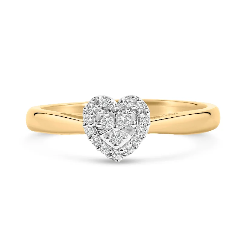 men’s rings with cushion-cut sapphires and diamond pave-14K Yellow Gold Plated .925 Sterling Silver 1/10 Cttw Round-Cut Diamond Heart Engagement Ring