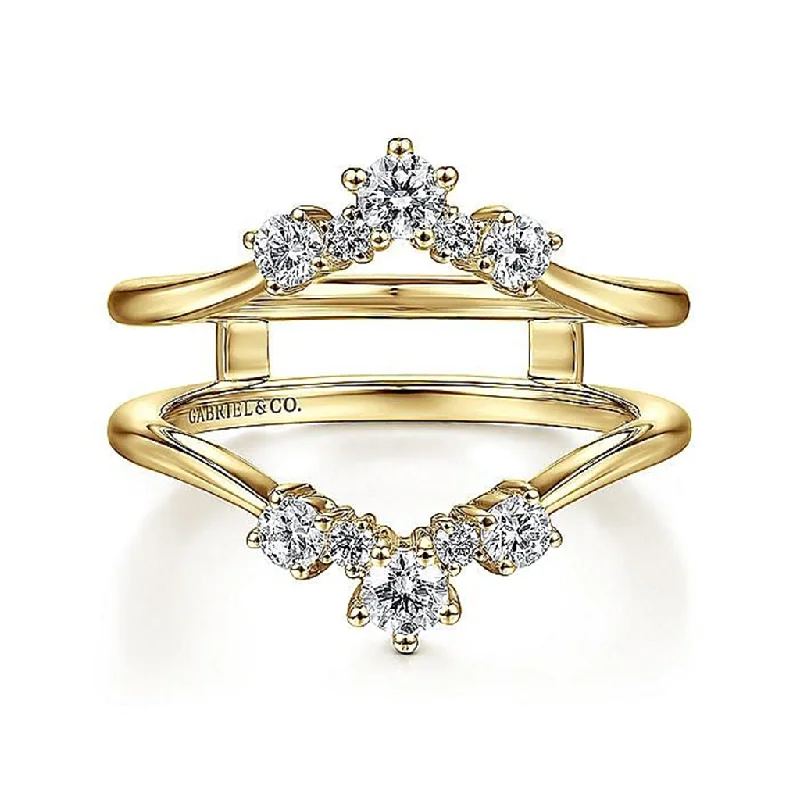 engagement rings with oval sapphires and diamond pave settings-14K Yellow Gold Starlight Diamond Enhancer Ring