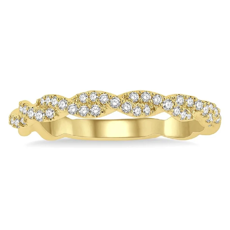 women’s engagement rings with square sapphires and diamond bands-14K Yellow Gold Twist Diamond Ring