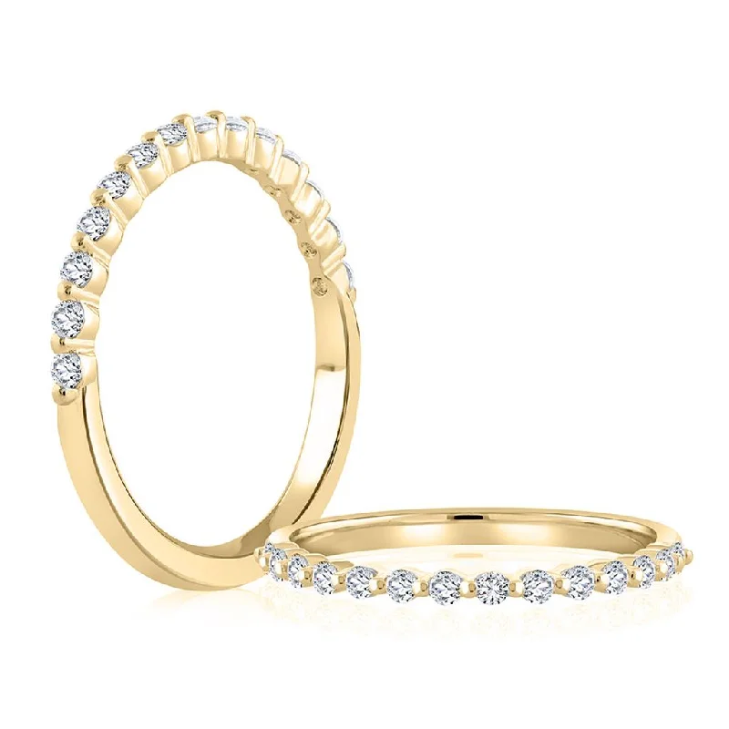 women’s rings with cushion-cut sapphires and diamond accents-18K Yellow Gold 'Fire & Ice' Half Anniversary Wedding Band