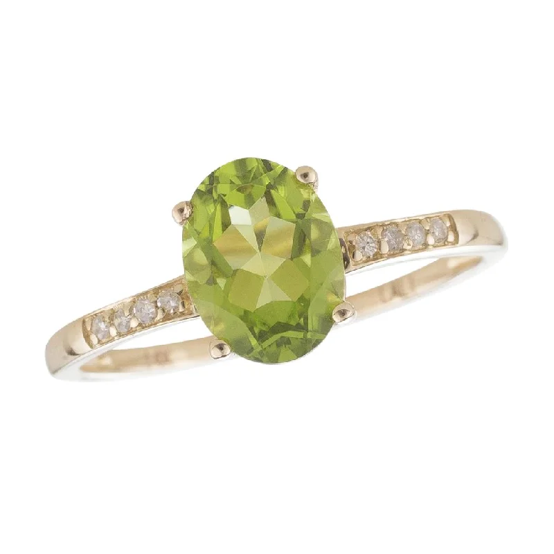 engagement rings with oval sapphires and diamond pave-August Birthstone Rings: 14K White Gold Diamond And Peridot Ring