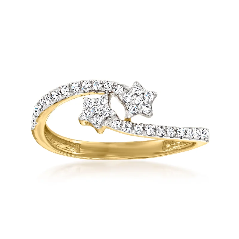 engagement rings with radiant sapphires and diamond settings-Canaria Diamond Star Bypass Ring in 10kt Yellow Gold