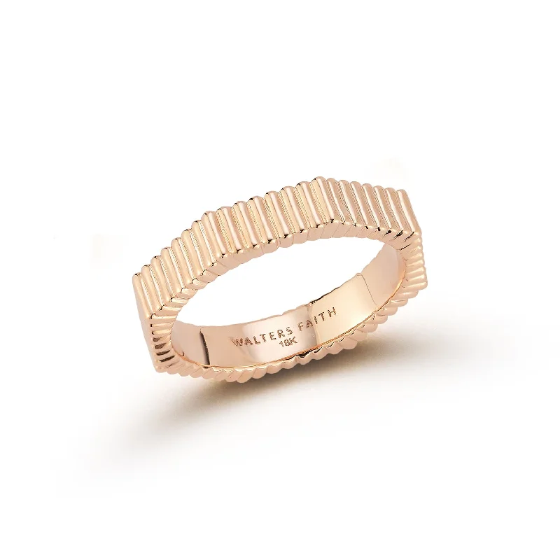 men’s wedding bands with sapphire and diamond center stones for men-CARRINGTON 18K ROSE GOLD FLUTED OCTAGON BAND RING