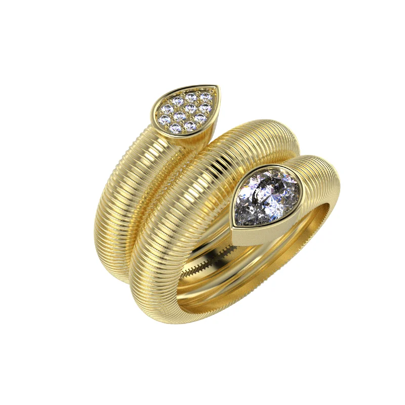 women’s rings with square diamonds and sapphire pave designs-Coil Wrap Bezel Ring