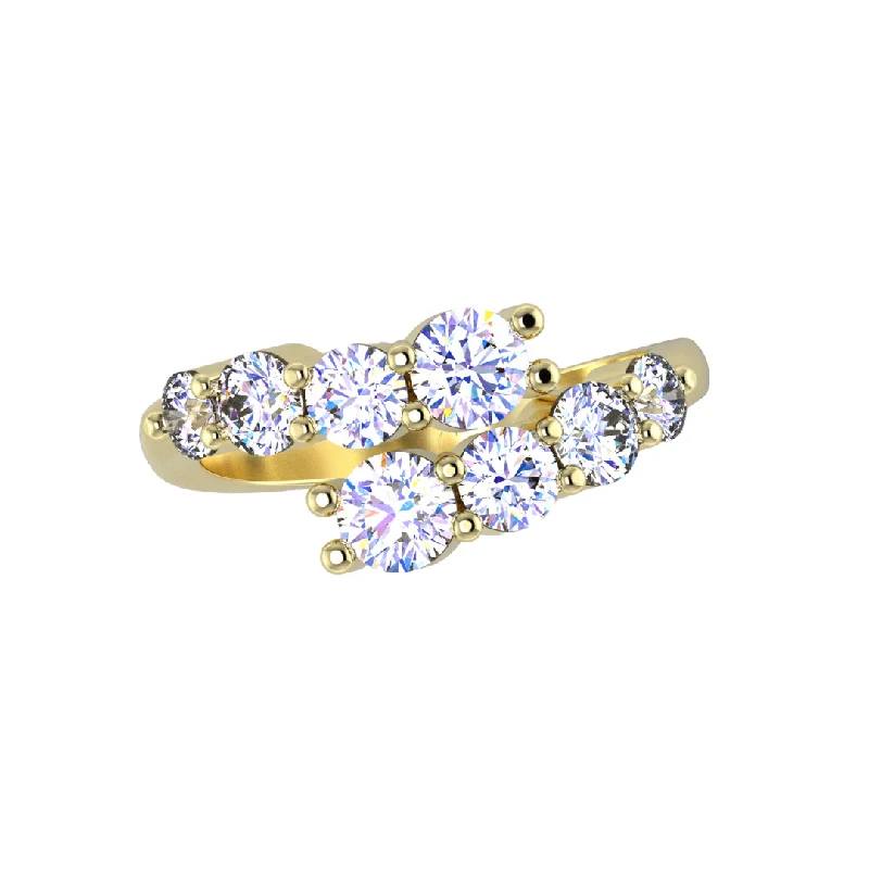 women’s rings with radiant sapphires and diamond pave designs for engagement-Diamond Bypass Ring