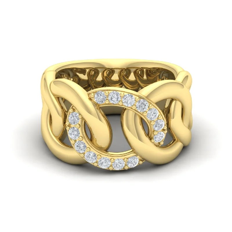 women’s engagement rings with square sapphires and diamonds-Diamond Open Link Band in 14K Yellow Gold