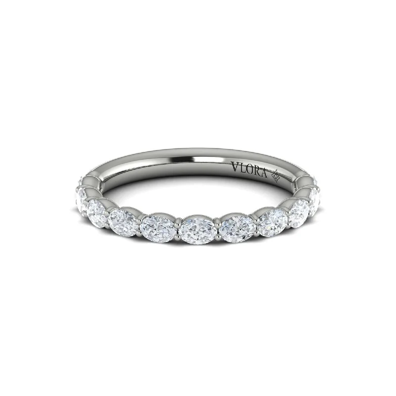 men’s wedding rings with square sapphires and diamonds for weddings-Diamond Oval Band in 14K White Gold