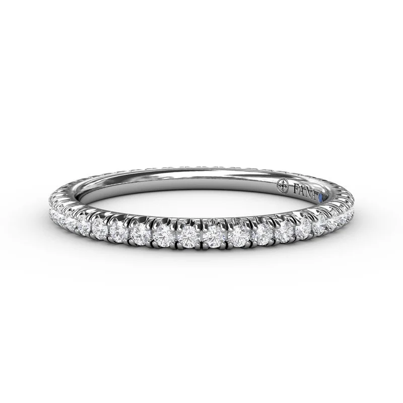 women’s engagement rings with radiant sapphires and diamonds-Diamond Petite French Set Eternity Band in 14K White Gold