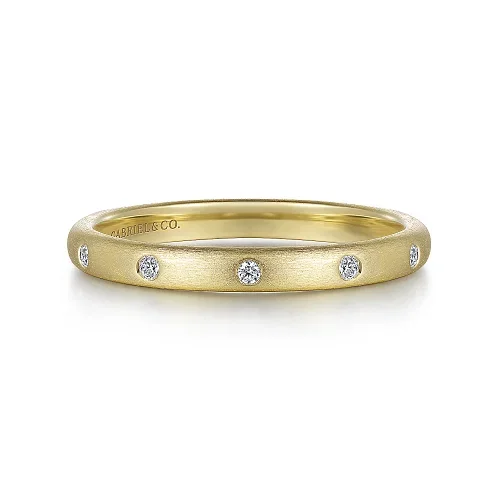 engagement rings with princess-cut diamonds and sapphire pave-Diamond Stackable Ladies Ring in 14K Yellow Gold