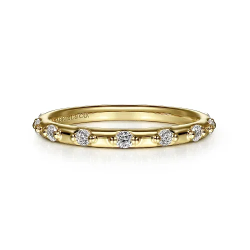 engagement rings with oval sapphires and round diamonds-Diamond Station Stackable Ring in 14K Yellow Gold