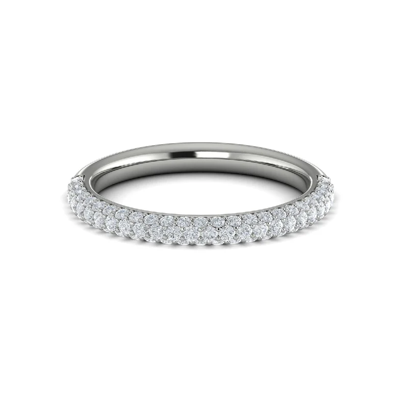 women’s rings with round sapphires and diamond pave settings-Diamond Three-Sided Pave Band in 14K White Gold