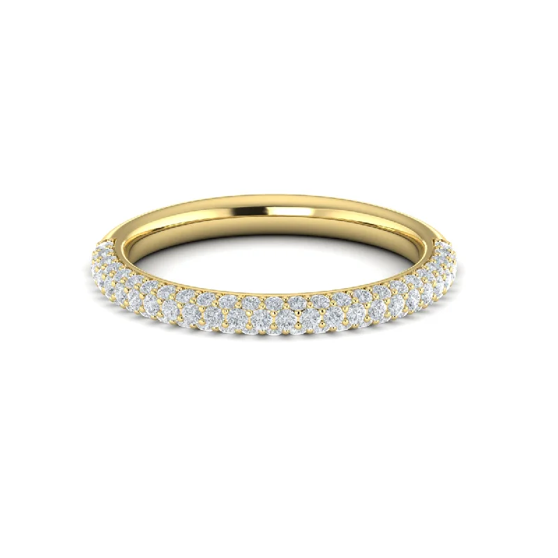 men’s wedding bands with diamond center stones and sapphire designs-Diamond Three-Sided Pave Band in 14K Yellow Gold