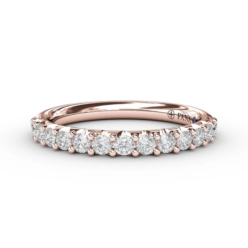 engagement rings with square sapphires and diamond accents-Diamond Wedding Band in 14K Rose Gold