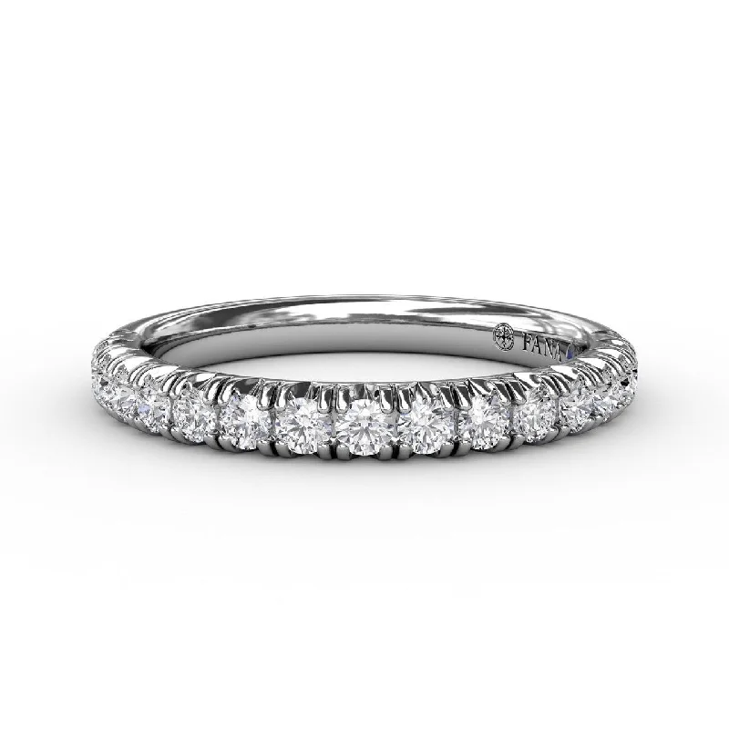 men’s wedding rings with multi-stone sapphires and diamonds-Diamond Wedding Band in 14K White Gold