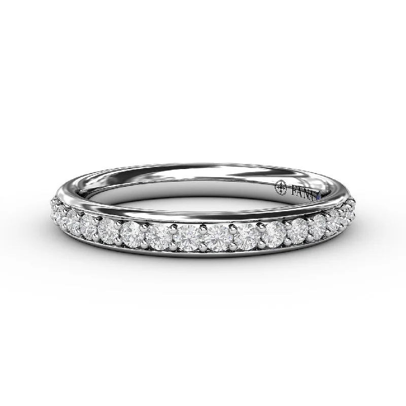 women’s engagement rings with round sapphires and diamonds-Diamond Wedding Band in 14K White Gold