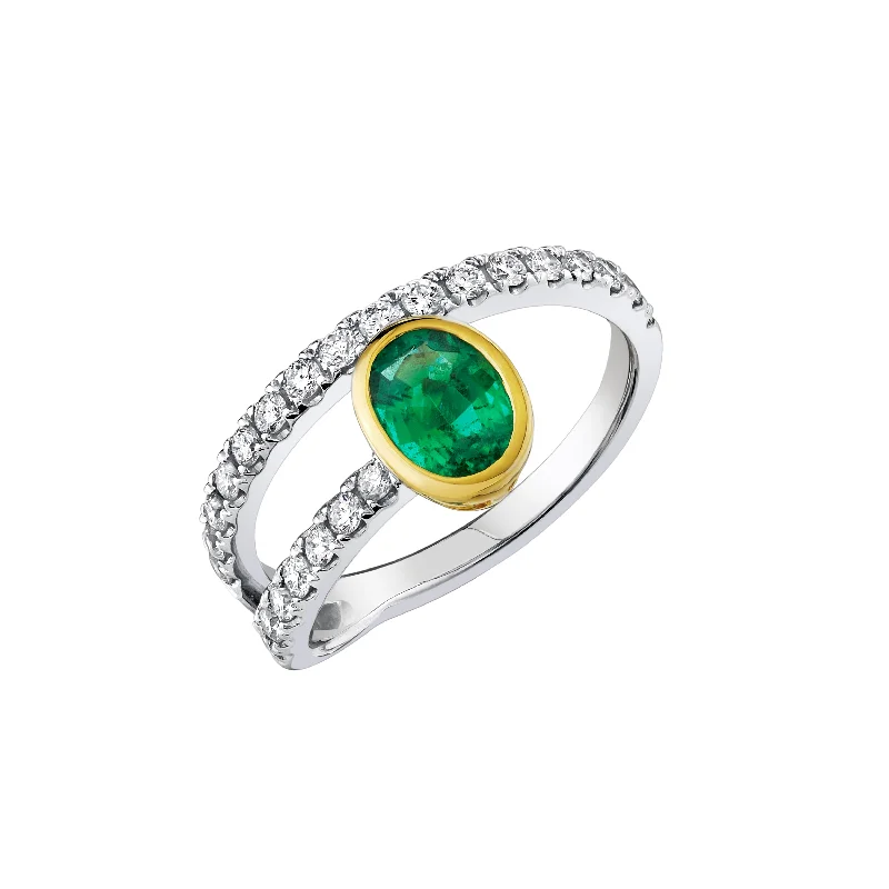 engagement rings with oval sapphires and diamond halos-Double Wrap Emerald Ring