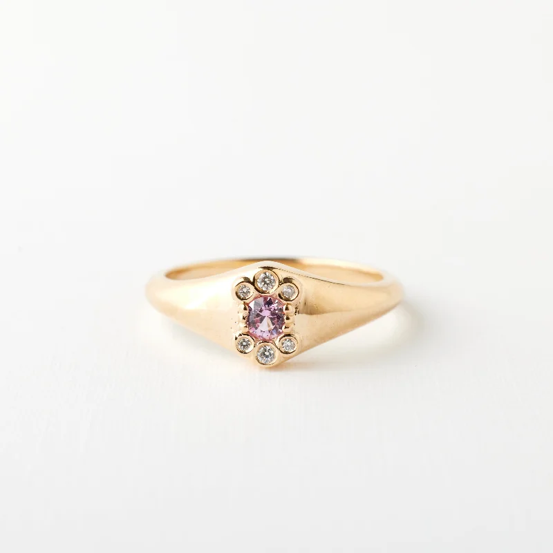 men’s wedding rings with diamond and sapphire accents-Emerson Signet - Pink Sapphire