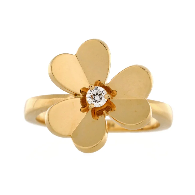 women’s engagement rings with princess-cut sapphires and diamonds-Frivole 1 Flower Ring 18K Yellow Gold with Diamond Small