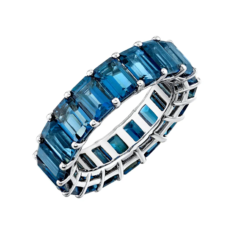 men’s rings with radiant sapphires and diamond pave designs-Gemstone Eternity Band