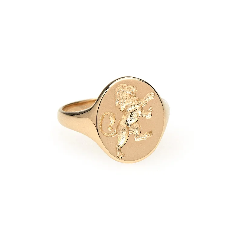 women’s rings with princess-cut diamonds and sapphire center stones-GOLD ZODIAC SIGNET RINGS