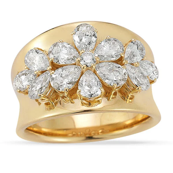 women’s engagement rings with diamond and sapphire pave settings-Grown Diamond Floral Cocktail Band in 14K Yellow Gold