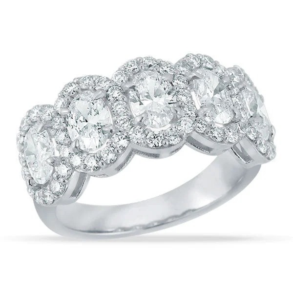 engagement rings with princess-cut sapphires and diamonds-Grown Diamond Oval Halo Band in 14K White Gold