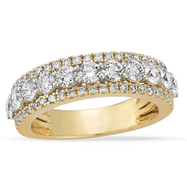 women’s rings with cushion-cut diamonds and sapphire halos-Grown Diamond Triple Row Band in 14K Two Tone Gold